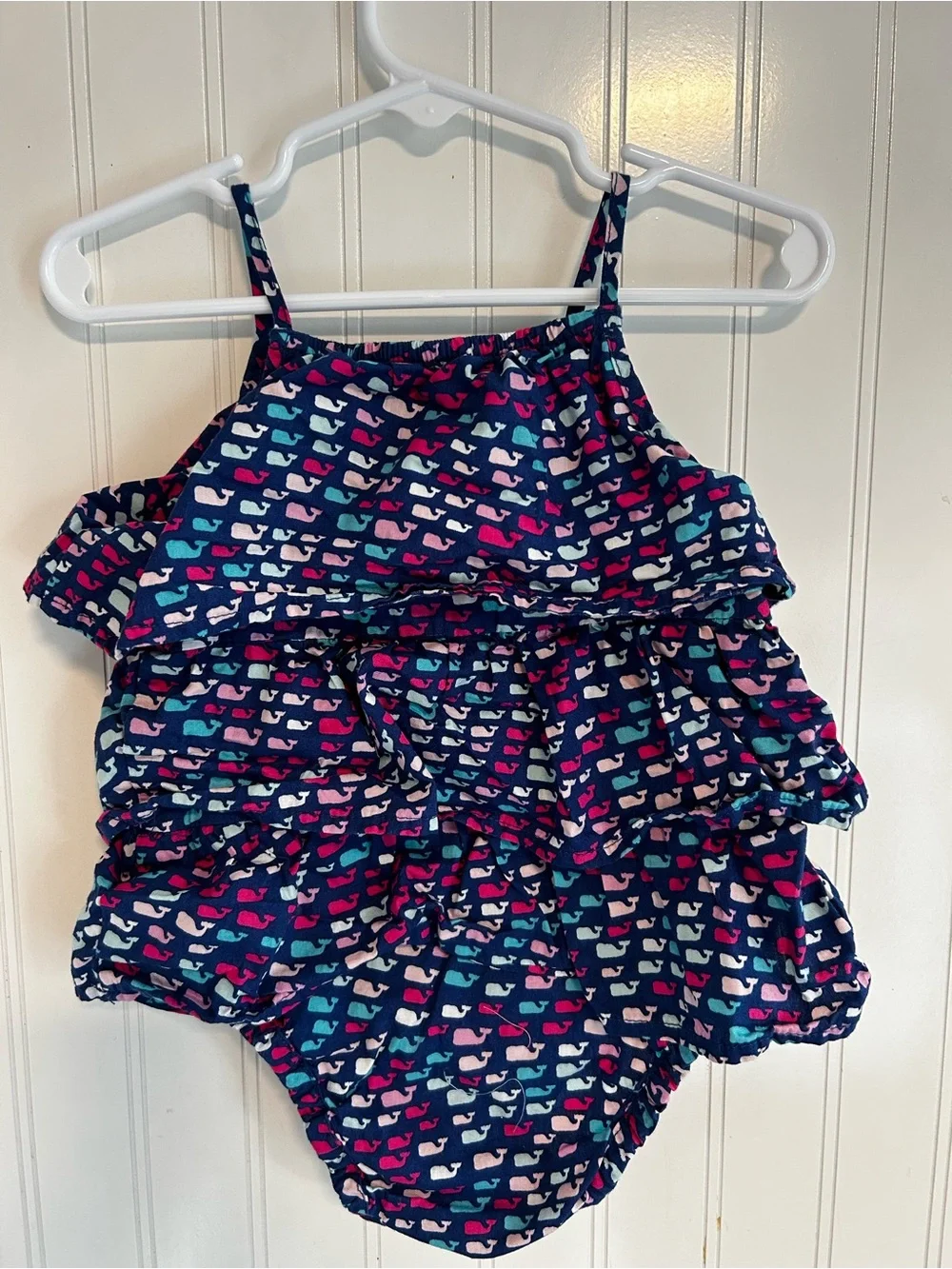 Vineyard Vines Navy Whales Print Toddler Romper